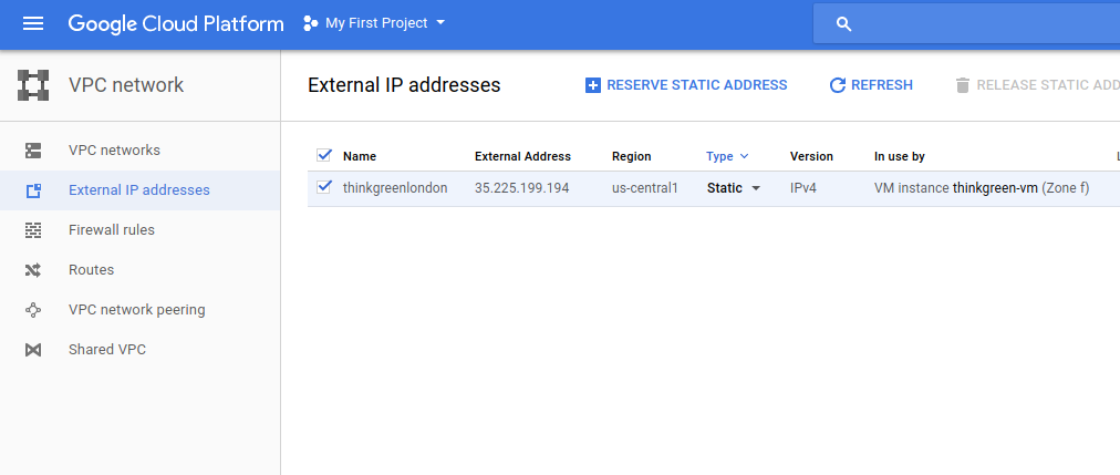 Enable Static External IP in Google Cloud