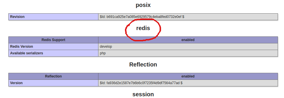 phpinfo redis