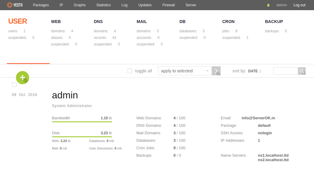 VestaCP Free Hosting Control Panel