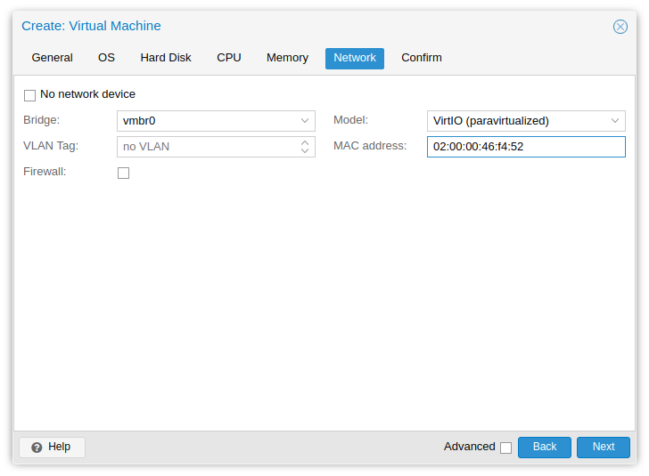 Proxmox create virtual machine