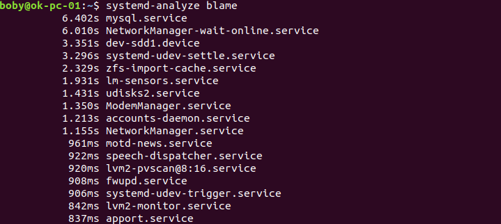 systemd analyze blame
