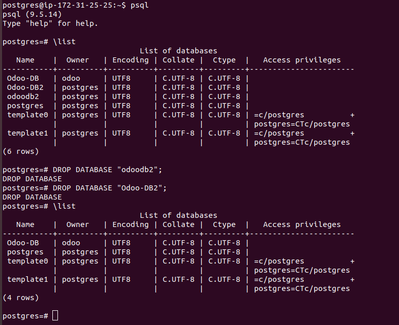 PostgreSQL drop database