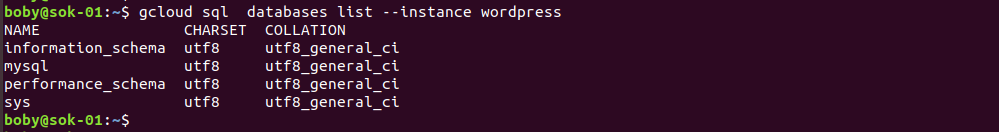 list databases in google cloud sql