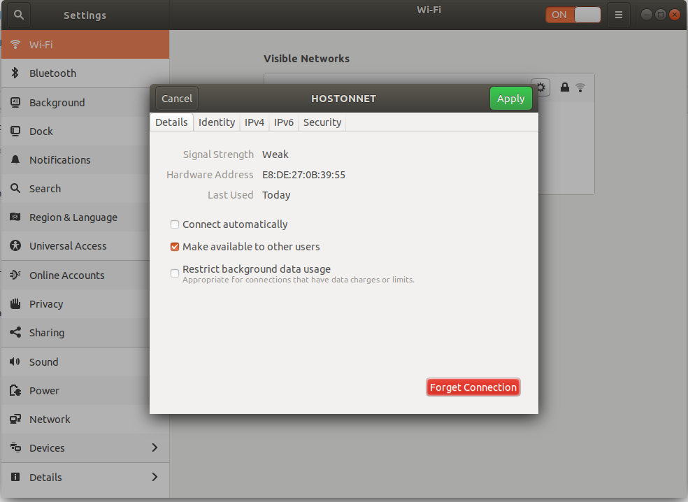 wifi ubuntu settings