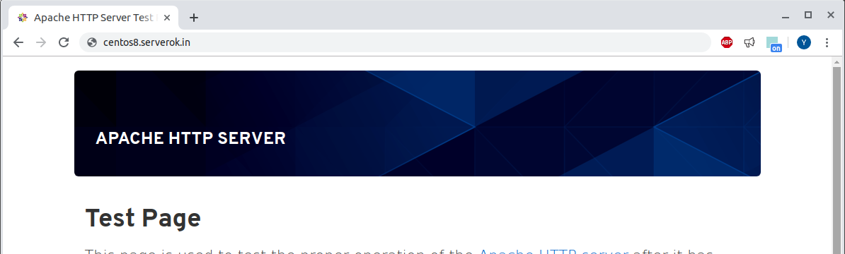 CentOS 8 Apache Default page