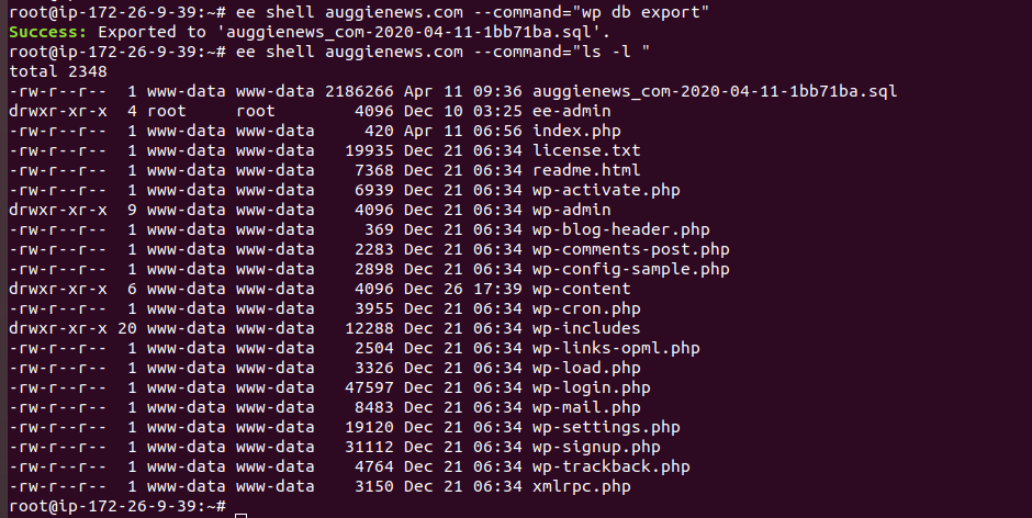 EasyEngine WordPress Database Backup