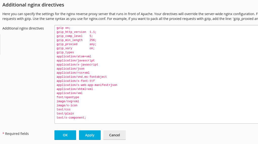 Plesk Additional nginx directives