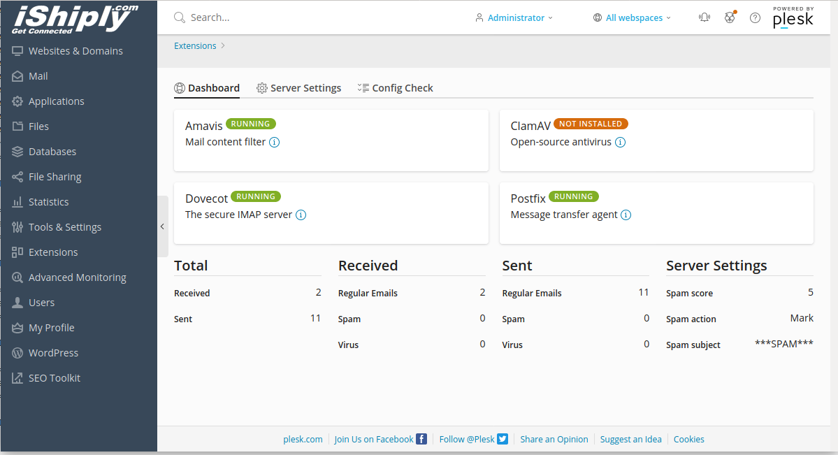 Plesk Mail Security Extension