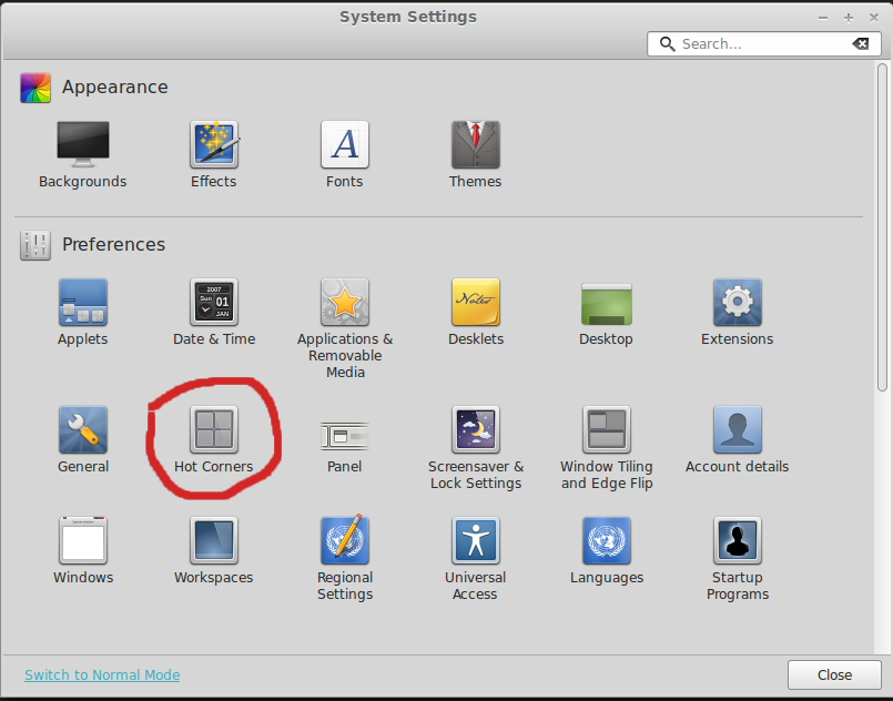 linux mint advanced settings
