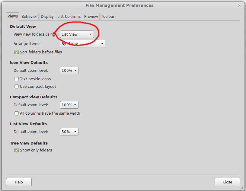 linux mint nemo Preferences