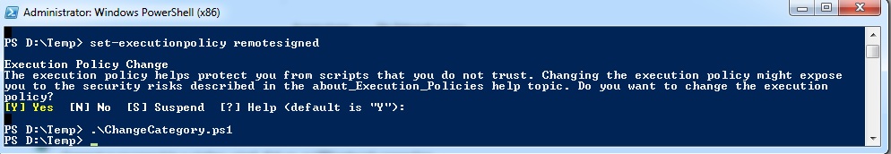 PowerShell change network