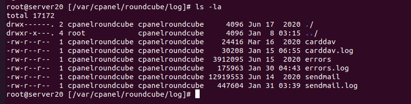 Cpanel roundcube logs