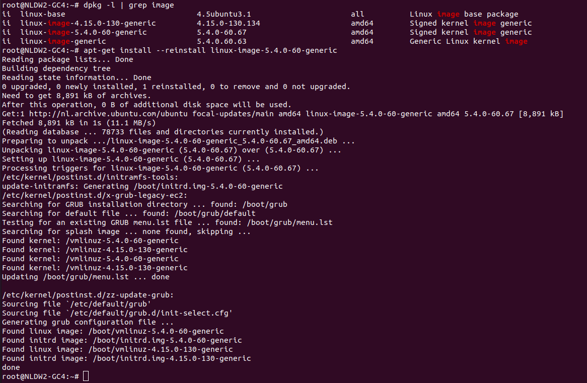 reinstall ubuntu kernel