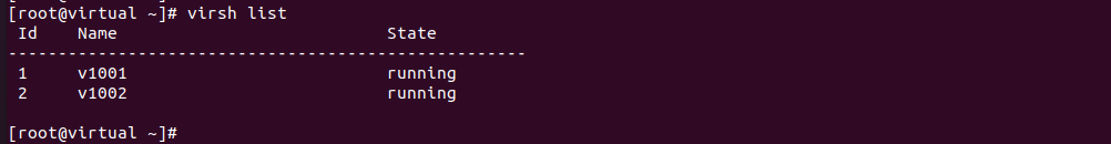 virtualizor virsh list
