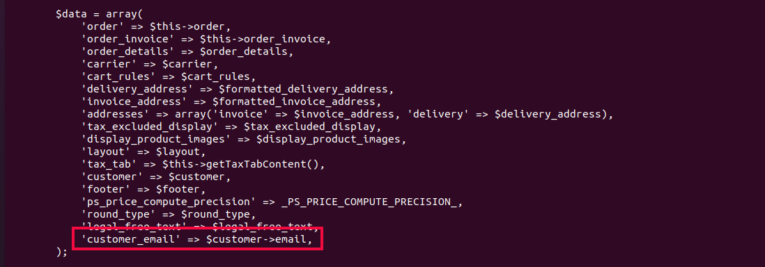 PrestaShop show customer email