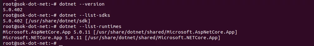 Find dotnet version in Ubuntu