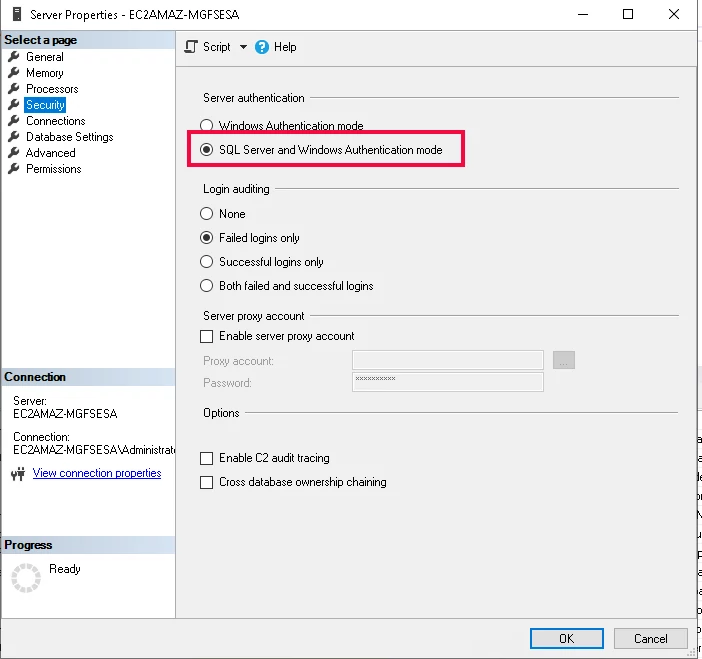 SQL server autentication