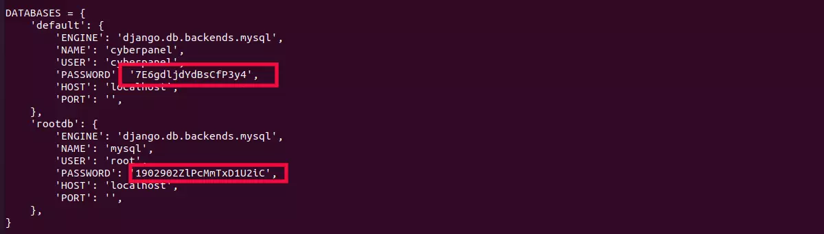 CyberPanel mysql root password