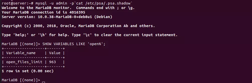 MySQL settings open_files_limit