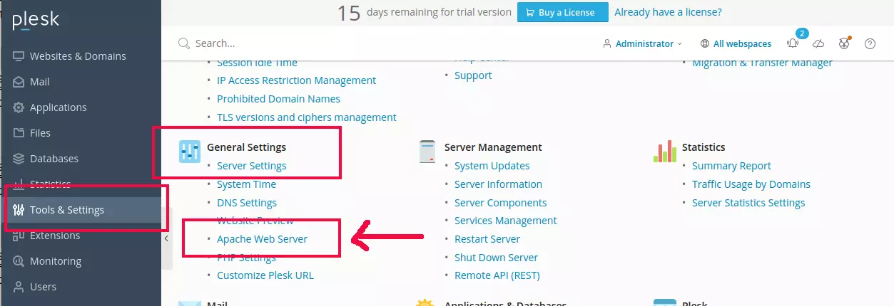 Plesk Apache Settings