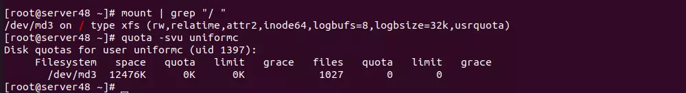 xfs filesystem quota on raid1